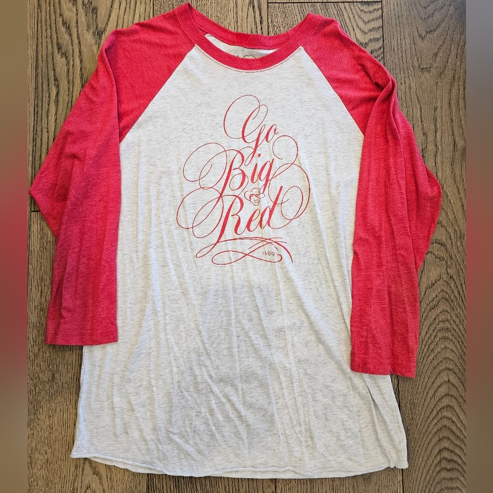 Women's OCJ Raglan Sleeve T-shirt Go Big Red Sz M Huskers Nebraska